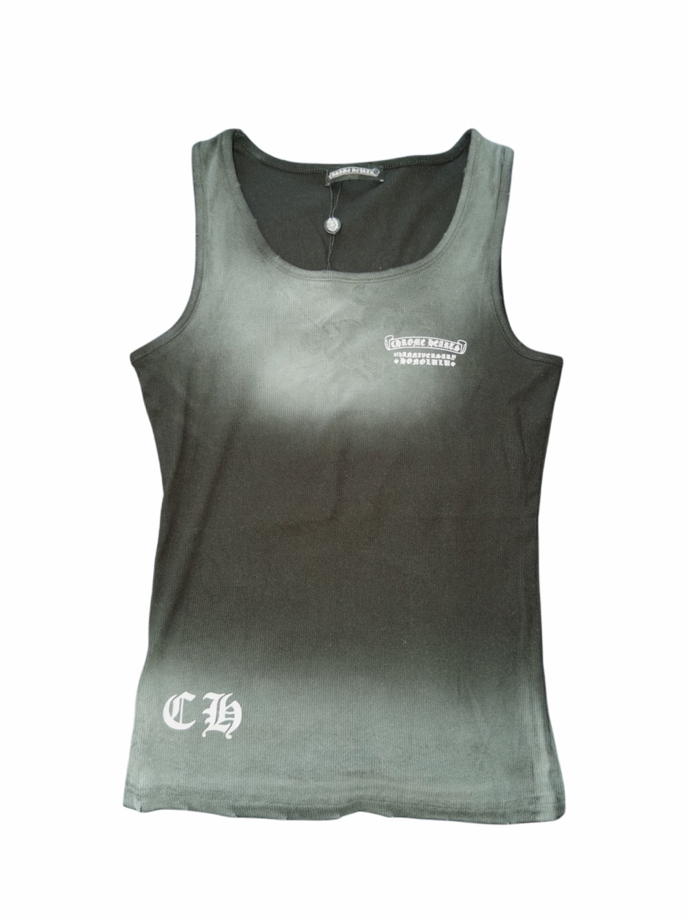 Chrome Hearts Black and Gray Ombre Tank with White Logo